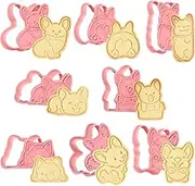 Bigqin 8PCS Dog Cookie Cutters Set 3D Cookie Mold Plastic Cookie Stampers with Cute Corgi Cartoon Shapes for Biscuit Fondant Snacks Cheese Baking