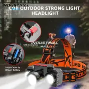 Portable LED Headlamp USB Rechargeable Headlight COB Work Light Head Lamp Torch