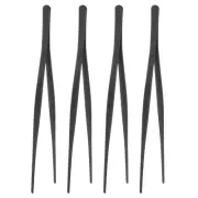 4pcs Stainless Steel Tweezers 11.8" Long Handle Straight Tips Tweezers, Black