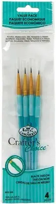 Crafter's Choice Black Taklon Round Brush Value Pack 4/PkgRCC253
