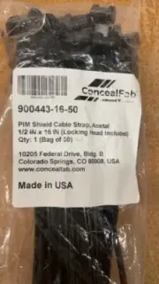 900443-16-50 - ConcealFab PIM Shield Cable Strap, Acetal 1/2" x 16" (50/pk)