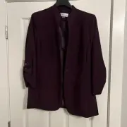 Calvin Klein Single Button Suit Jacket Blazer Womens 14 Purple Business NEW!!