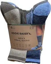 [Eddie Bauer] Men's Trail Socks - 6-Pack Sizes 6-12, Multi, 10