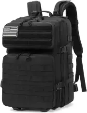 45L Large Military Tactical Backpack Black Army Molle Bag Hiking Assault Pack