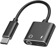 USB Type C to 3.5mm Headphone and Charger Adapter, 2-in-1 USB C to Aux Audio Jack Hi-Res DAC and PD 100W Fast Charging Dongle Cable Compatible with i-Phone 16/15 Pro Max,Ga-laxy S24 S23