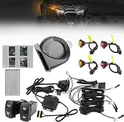 Atubeix UTV ATV Turn Signal Kit, 110D Horn With Button,Universal Turn Signal With Turn Switch, LED Blinker Kit, Compatible With Polaris, Can-Am, Kawasaki, Arctic Cat, CFMOTO, Pionee （Amber and Red）