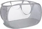 Collapsible Laundry Basket, Mesh Pop up Hamper, Foldable Clothes Storage, Grey