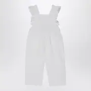[Il Gufo] White linen overall with ruffles 18 M White