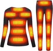 [IMYOGI] Cozy Heated Thermal Underwear Set, Outdoor Sports Heating Base Layer Shirt Pants with 24 Heating Zones for Man Woman