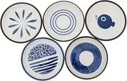 VINTORKY 5pcs Ceramic Condiment Dish Dipping Plates for Vinegar Salt Pepper Sauces Round Seasoning Bowls