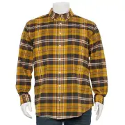 Tommy Hilfiger Men's Big Tall Regular-Fit Plaid Button-Down Twill Shirt 5XL Gold