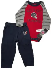 Houston Texans Baby Outfit Set Two Piece Cotton Long Sleeve Pants Blue Red