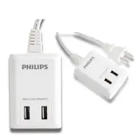 在飛比找蝦皮商城優惠-超值2入組 - PHILIPS USB智慧快充電源線1.8M