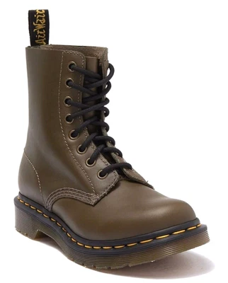 Dr. Martens 1460 Pascal Women's Wanama Leather Lace Up Ankle Boots Olive Size 5