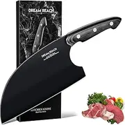 Dream Reach Serbian Chef Knife - Full Tang Butcher Cleaver for Meat Vegetables, Hand Forged Black Chopping Knife for Kitchen Birthday Mother Father Gift Idea