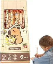 Capybara Erasable Pens | 6pcs Cartoon Cute Capybara Erasable Gel Pens | Animal Retractable Pen Set | Quick-Drying Writing Smooth 0.5mm Capybara Pens Ink Pen for School, Office, Stationery