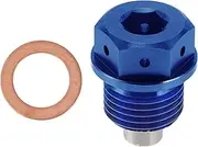 X AUTOHAUX M16x1.5 4MM Magnetic Oil Drain Plug Titanium Alloy Sump Drain Nut Bolt with 1 Copper Washer Blue 1 Pc
