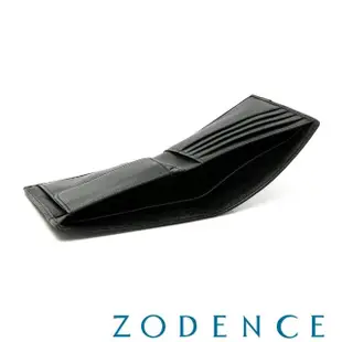 【ZODENCE 佐登司】TAI撞色進口牛皮4卡零錢袋短夾(荔面黑)