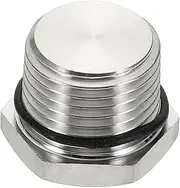 uxcell NPT Pipe Plug Fitting, 304 Stainless Steel NPT1/2 Male Outer Hex Thread for Plumbing Fixed with Sealing Rubber Ring