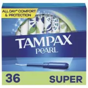 Tampax Pearl Super Absorbency Plastic Tampons Unscented 36 Ct