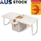 Folding Camping Table Camping Storage Box Trunk Organizer Storage Bin (White)
