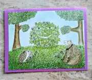 Handmade Bear Hog greeting card with envelope (blank message)