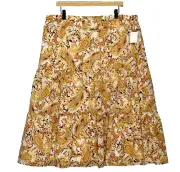 Kasper Women Skirt XL Yellow Gold Paisley Tiered Peasant Midi Retro Boho Hippie