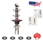 Charming Western Metal Hat Rack - Wall Mounted or Over Door with Extra Hooks