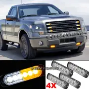 4X 6 LED Amber&White Emergency Hazard Warning Strobe Beacon Caution Light Bar#95