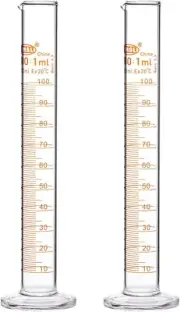 2-Pack 100 Ml Borosilicate Glass Graduated Cylinder Measuring Cylinder