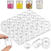 Embroidery Diamond Storage Box, 30PCS Small Clear Plastic Bead Containers with Lid for Jewelry Painting DIY Art Craft Rhinestones Sewing Cosmetic Nail Glitter Powder