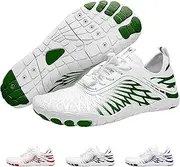 [Hike Footwear] HF Barefoot Shoes,Breathable Wide Toe Box Shoe Men Women, Non - Slip, Minimalist Athletic Footwear, Walking and Daily Wear White/Green, White/Purple, 8-8.5 Wide Women/6-6.5 Wide Men
