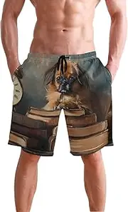 [XYMZR] Book Pekingese Clock Men's Swim Trunks Quick-Dry Bathing Suit Swimming Board Shorts S
