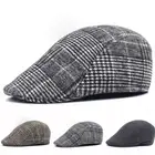 Mens Winter Casual Driver Hat Golf Beret Autumn Newsboy Flat Vintage Plaid Cap