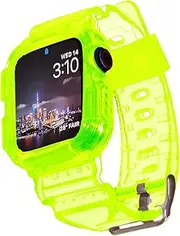 Blingbrione Clear Case with Band Compatible Apple Watch 45mm 38mm 40mm 41mm 42mm 44mm Women Men Girl,Silicone Jelly Transparent Soft Soprt Strap with Cover for iWatch Series 9 8 7 6 5 4 3 2 1 SE Blue