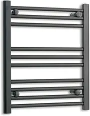 500mm Wide Black Heated Towel Rail Straight Flat Bathroom Warmer Radiator Rack Central Heating Turkish Zone (500mm x 700mm)