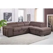 Maxis 2-Seater Sofa Bed With Right Hand Facing Chaise And two Storage Ottoman Lounge Sofa Couch Solid Wood Frame