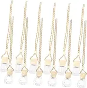 12Pcs Car Hanging Perfume Bottle Glass Diffuser with Lid for Essential Oils Air Freshener for Car Office Bathroom and Present Giving
