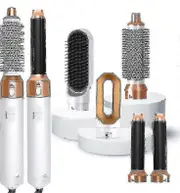 5-in-1 Hair Styler Airwrap, Hot Air Brush, Hair Dryer, Straighteners Wrapper (White Gold)