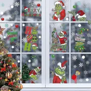Christmas The Grinch Window Stickers Removable Art Decal Wall Home Shop Xmas Party Decoration -NMAOV