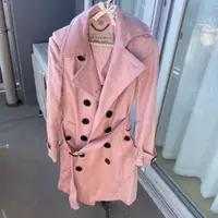 在飛比找蝦皮購物優惠-Burberry 博柏利 外套 長版風衣 大衣 粉紅色 羊毛