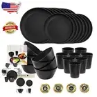Lightweight and Durable Wheat Straw Dinnerware Set for 12 - Dishwasher Safe