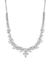 Nadri Prima Cubic Zirconia Cluster Statement Necklace in Rhodium Plated, 16-18