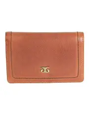 [PIERRE CARDIN] Italian Leather Snap Button Bi-Fold Flat Wallet in Cognac