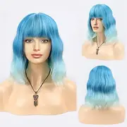 Wig Short Curly Wig with Bangs Short Wig for Women Girls Shoulder Length Synthetic Carnival Cosplay Party Wig Costume Wigs
