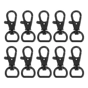 10Pcs Swivel Clasps, 0.51" D Ring Lobster Claw Push Gate Snap Hook, Black