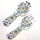 Tommy Bahama Melamine 10.75" Serving Utensils Salad Fork & Spoon Set Floral