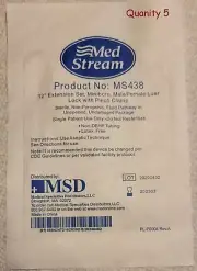Qty 5, 12' Extension Set Minibore Male/Female LuerLock Clamp-Med Stream MS438