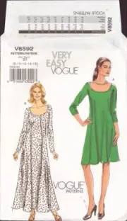 Vogue 8592 Sewing Pattern, Dress, Size 8-16, Uncut, Factory Folded