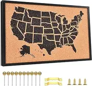 Aitakatta Cork Board Map of The United States, USA Travel Tracker Map Bulletin Board, 30x20 Inches Pin Board, Classroom Geography & Home Decor, Framed Corkboard with Push Pins(BK-US-MAP,5075,1p)